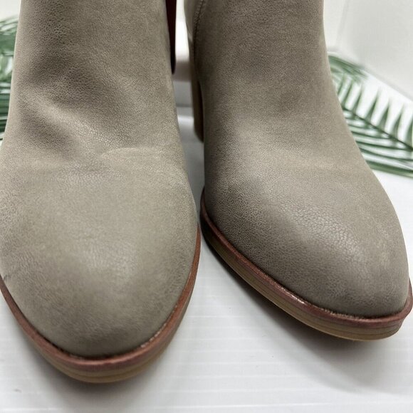 MIA Gray Dusky Pointed Toe Bootie Side Zip Stacked Block Heel Size 10 NWOB - Picture 3 of 14